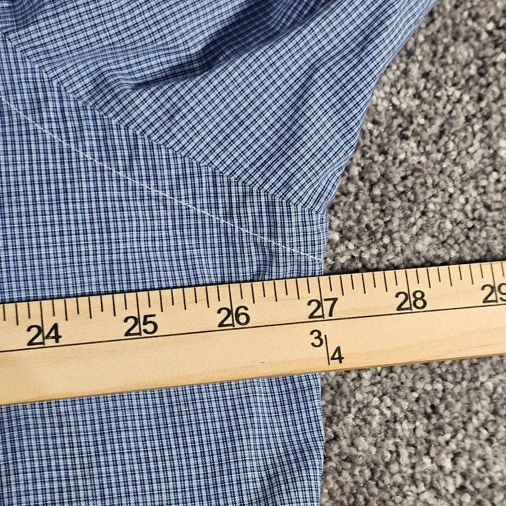 Ralph Lauren Button Down Shirt Mens 17 34/35 Blue Yarmouth Micro Check Cotton - Picture 6 of 10